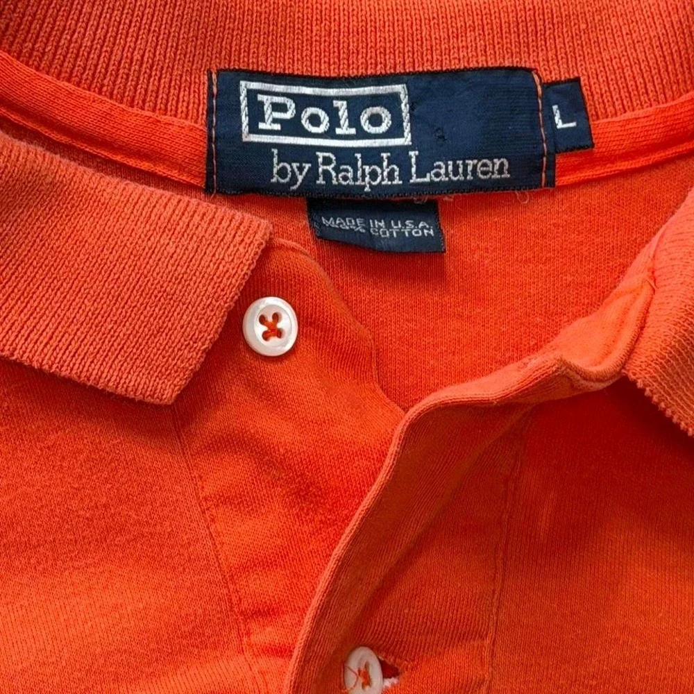 Vintage 90s Polo Ralph Lauren Orange Polo‎ Shirt, Men's Size L